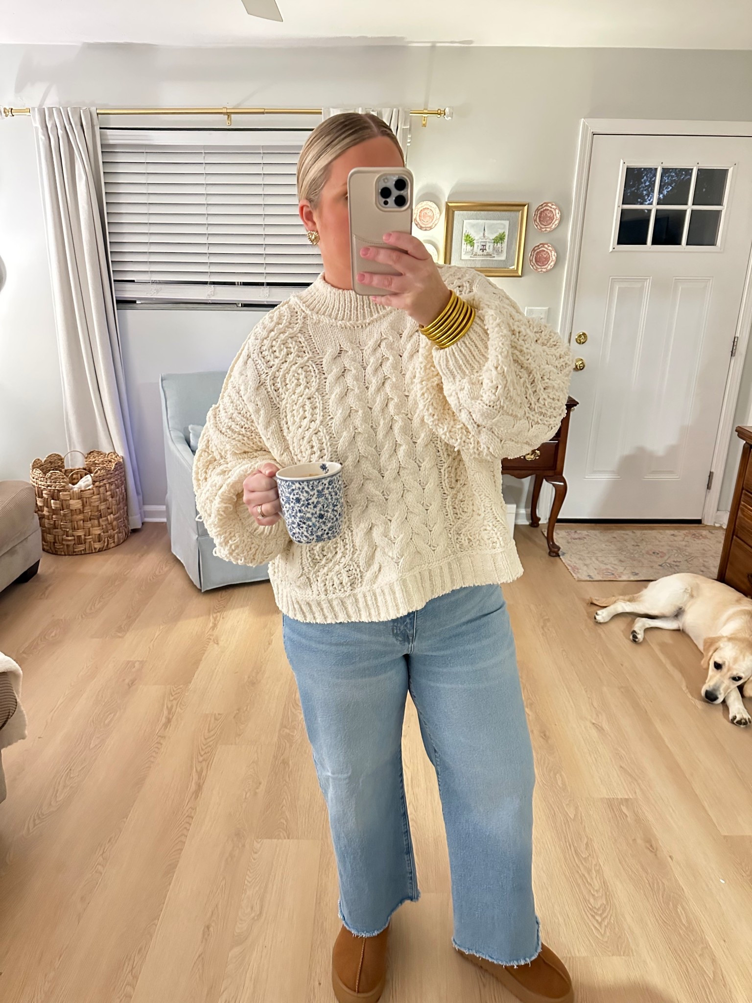 Chunky sweater & jeans ! Sweater is not great quality so I linked similar! Wearing a 32 in jeans! 

#LTKmorningroutine #LTKootd #LTKSeasonal