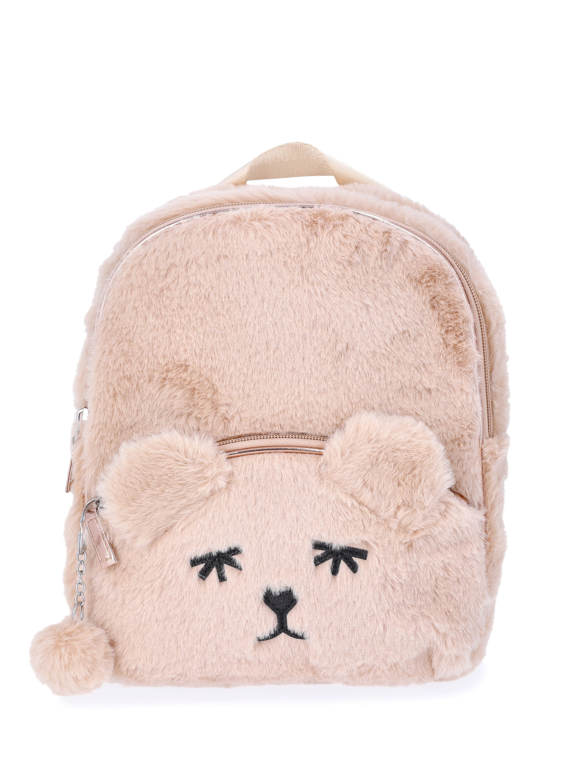 Wonder Nation Girls Faux Fur Bear Mini Backpack, Ivory | Walmart (US)