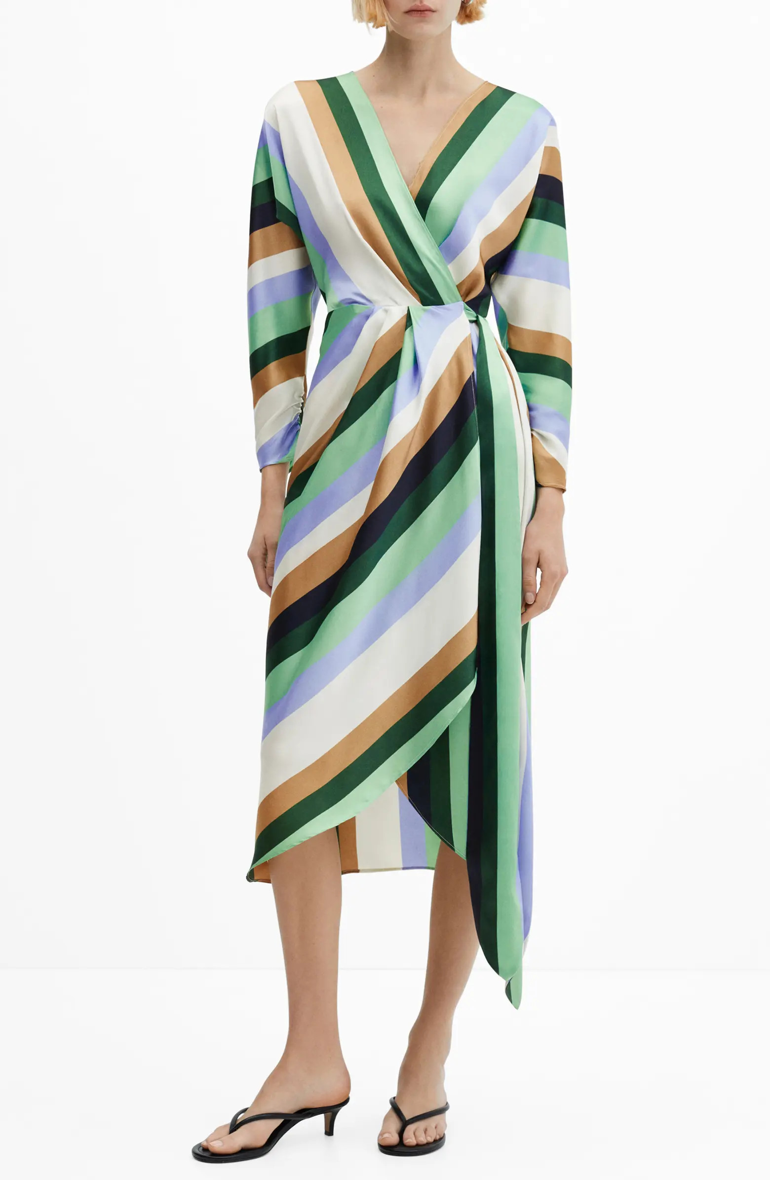 MANGO Verdi Tie Waist Long Sleeve Wrap Dress | Nordstrom | Nordstrom