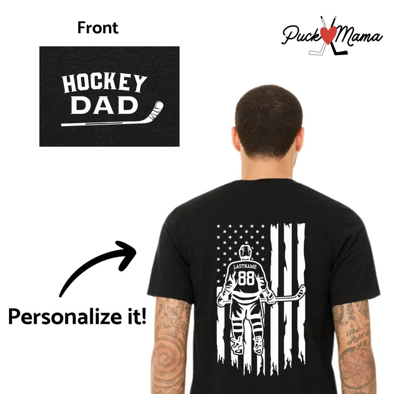 Hockey Dad American Flag Personalized Adult Hockey Unisex Softstyle T-shirt - Etsy | Etsy (US)