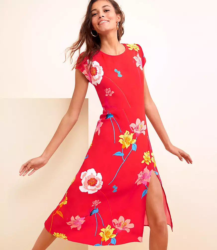 Lily Cap Sleeve Midi Dress | LOFT
