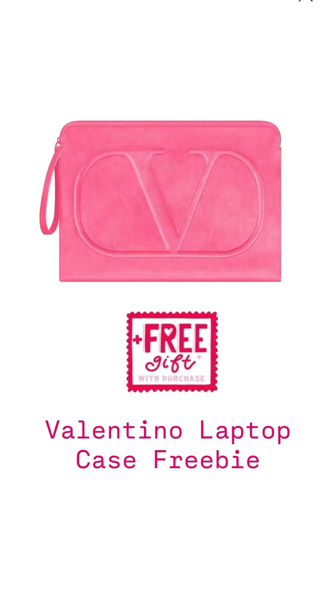 The pink Valentino laptop case gift is still in stock.

It’s available with the purchase of a full size Roma fragrance.

I initially got the purple Roma but quickly exchanged it for the coral scent.

#LTKBeauty #LTKSaleAlert