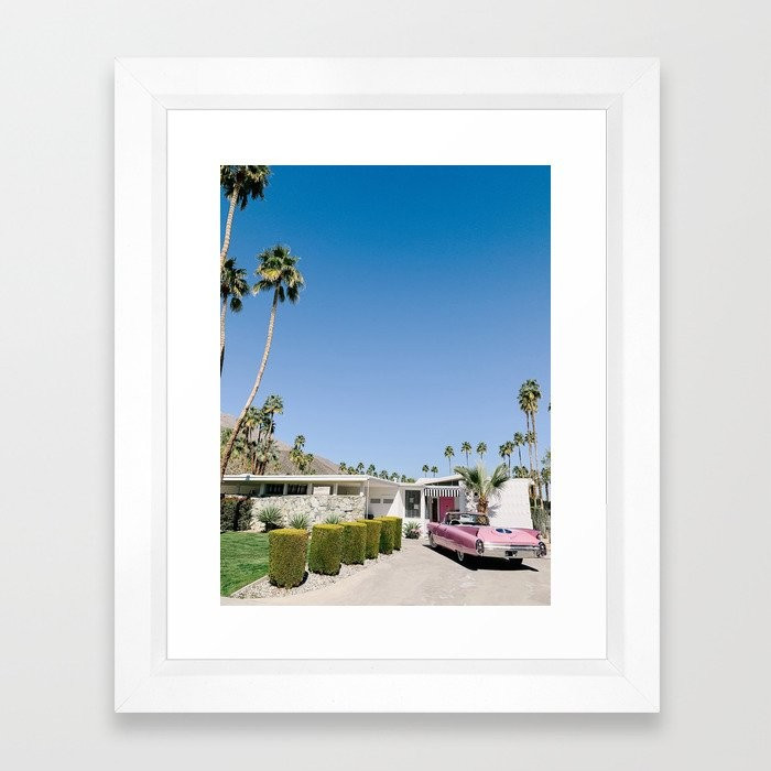 Mid-Century Pink Caddy Framed Art Print | Society6