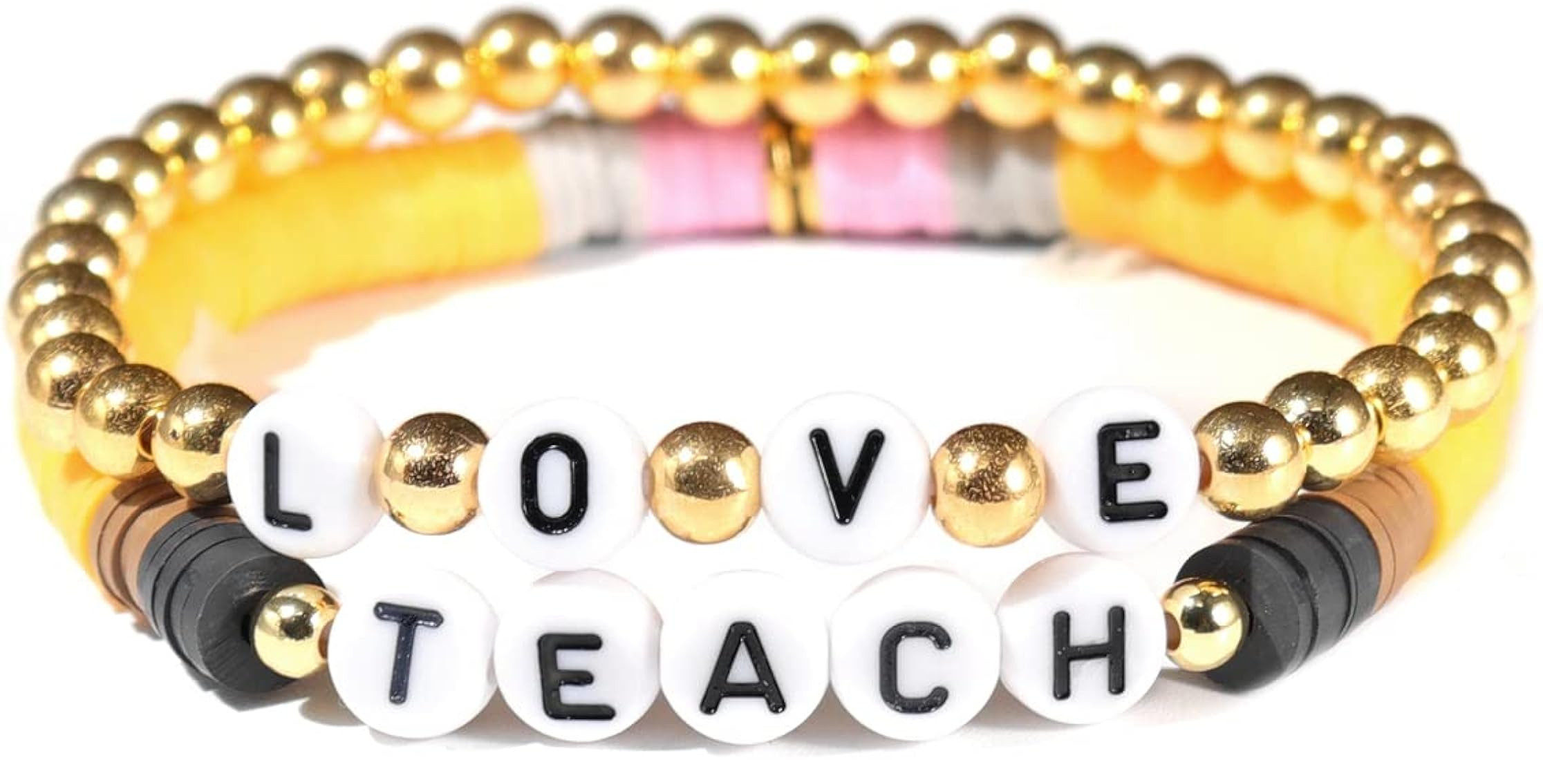COLORFUL BLING Teacher Appreciation Bracelets Solf Clay Love Teach Inspire Letter Beaded Teacher ... | Amazon (US)