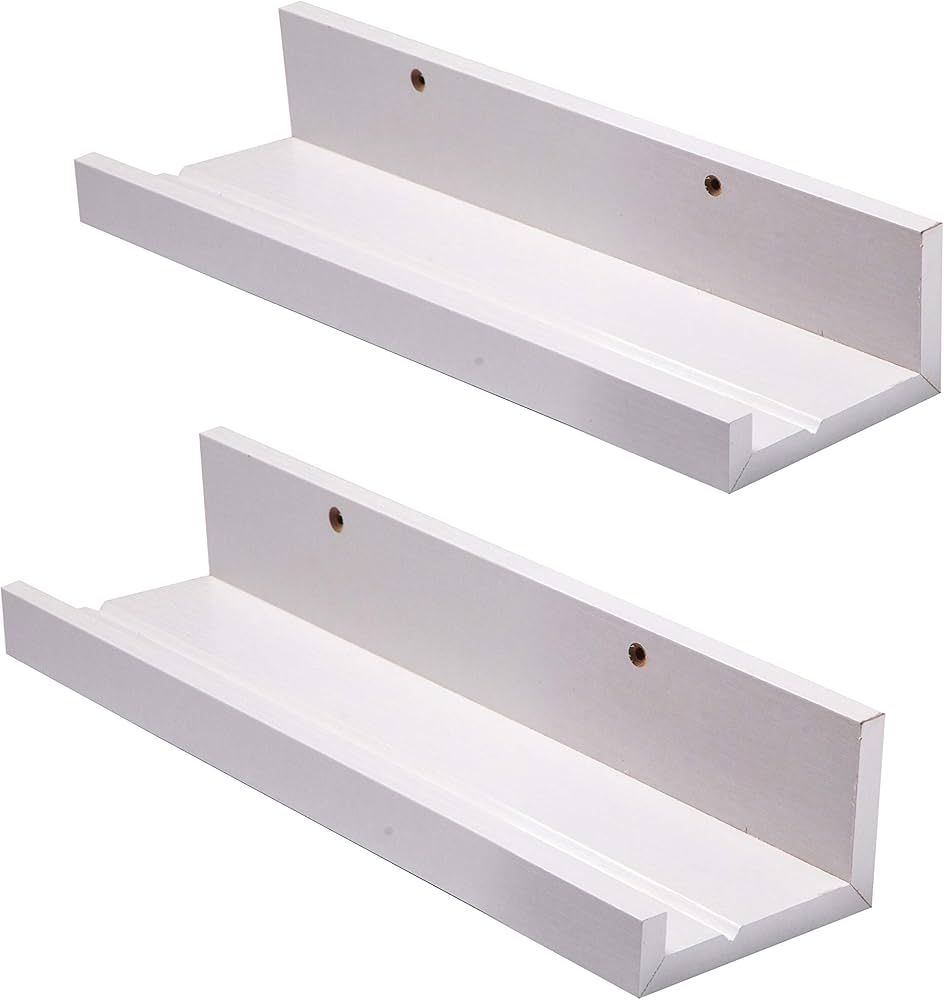 Amazon.com: Muzilife 12 Inch White Floating Shelves - Set of 2 Rustic Wood Floating Shelves - Wal... | Amazon (US)