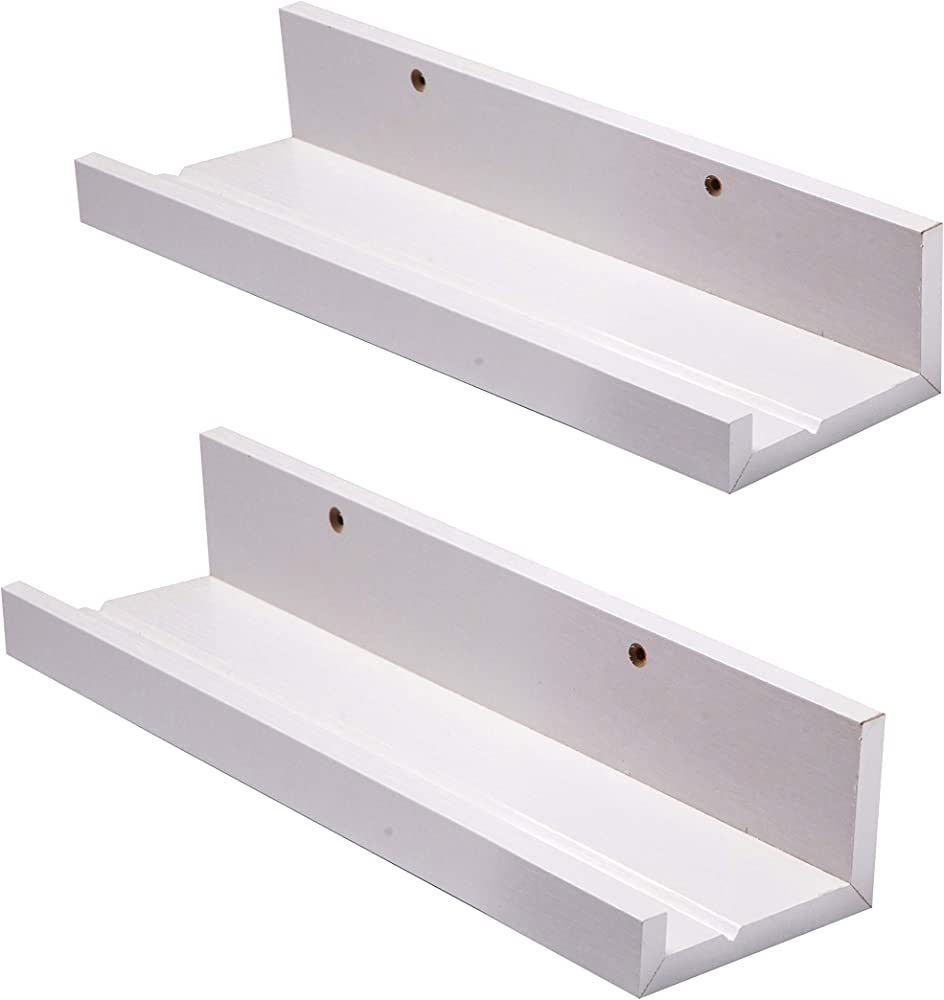 Muzilife 12 Inch White Floating Shelves - Set of 2 Rustic Wood Floating Shelves - Wall Mounted Sm... | Amazon (US)