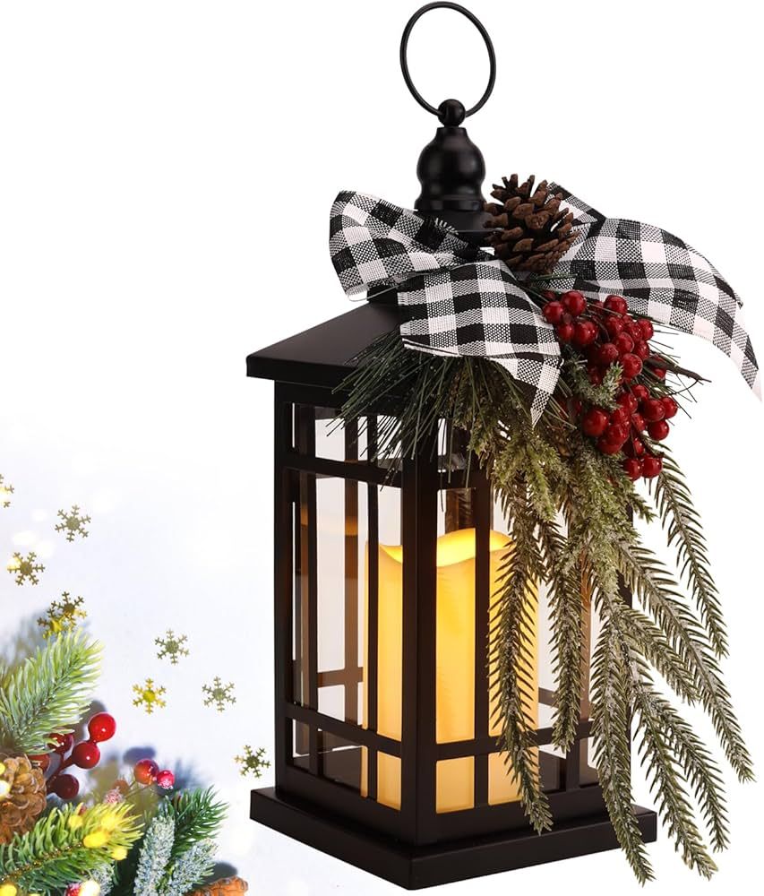 Amazon.com: Christmas Decorative Lantern, Christmas Decorations Candle Lanterns, 14 Inch Flameles... | Amazon (US)