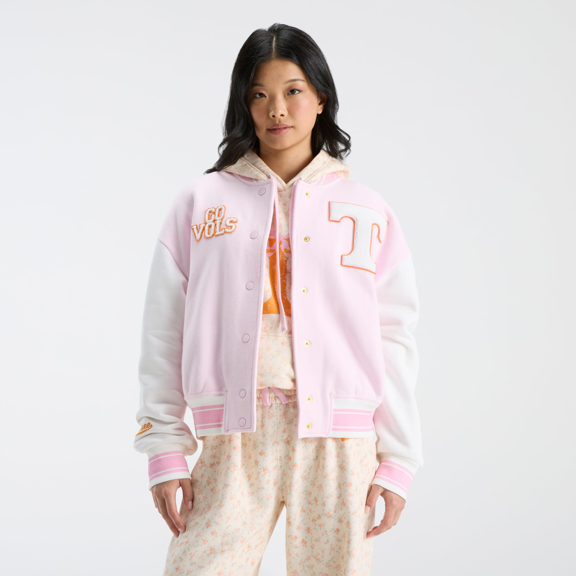 LoveShackFancy Women's Pink Tennessee Volunteers Collegiate Varsity Full-Snap Jacket | Fanatics