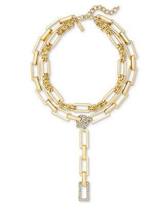 I.N.C. International Concepts Pavé Link Layered Lariat Necklace, 18 | Macy's Canada
