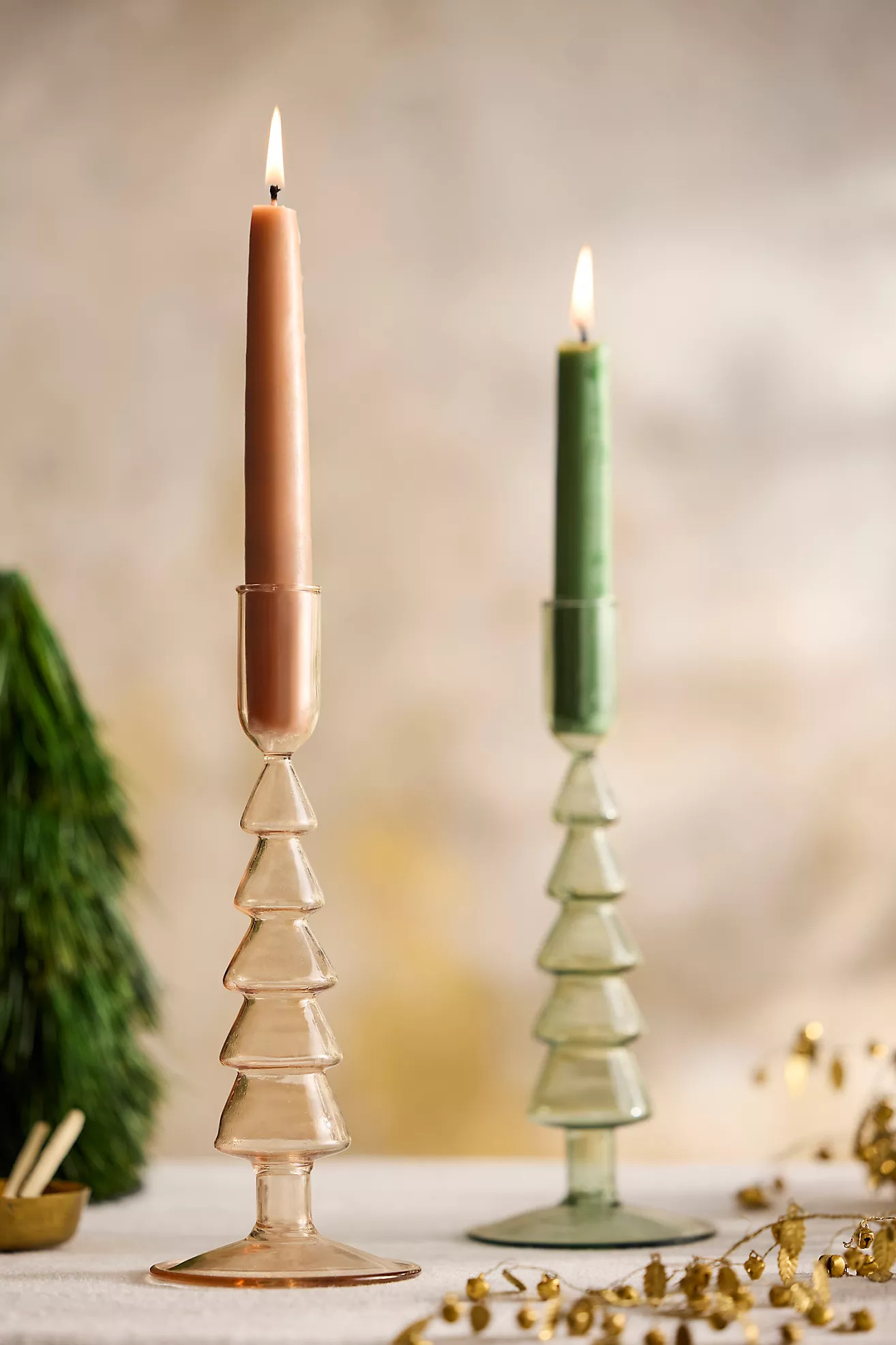 Christmas Tree Glass Taper Holder | Anthropologie (US)