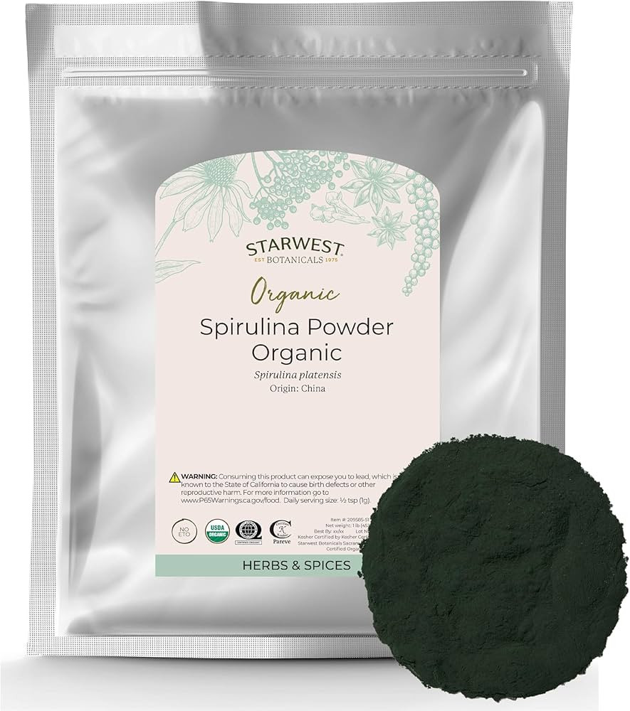 Starwest Botanicals Spirulina Powder Organic - Dried Blue Green Algae Superfood, Source of Protei... | Amazon (US)