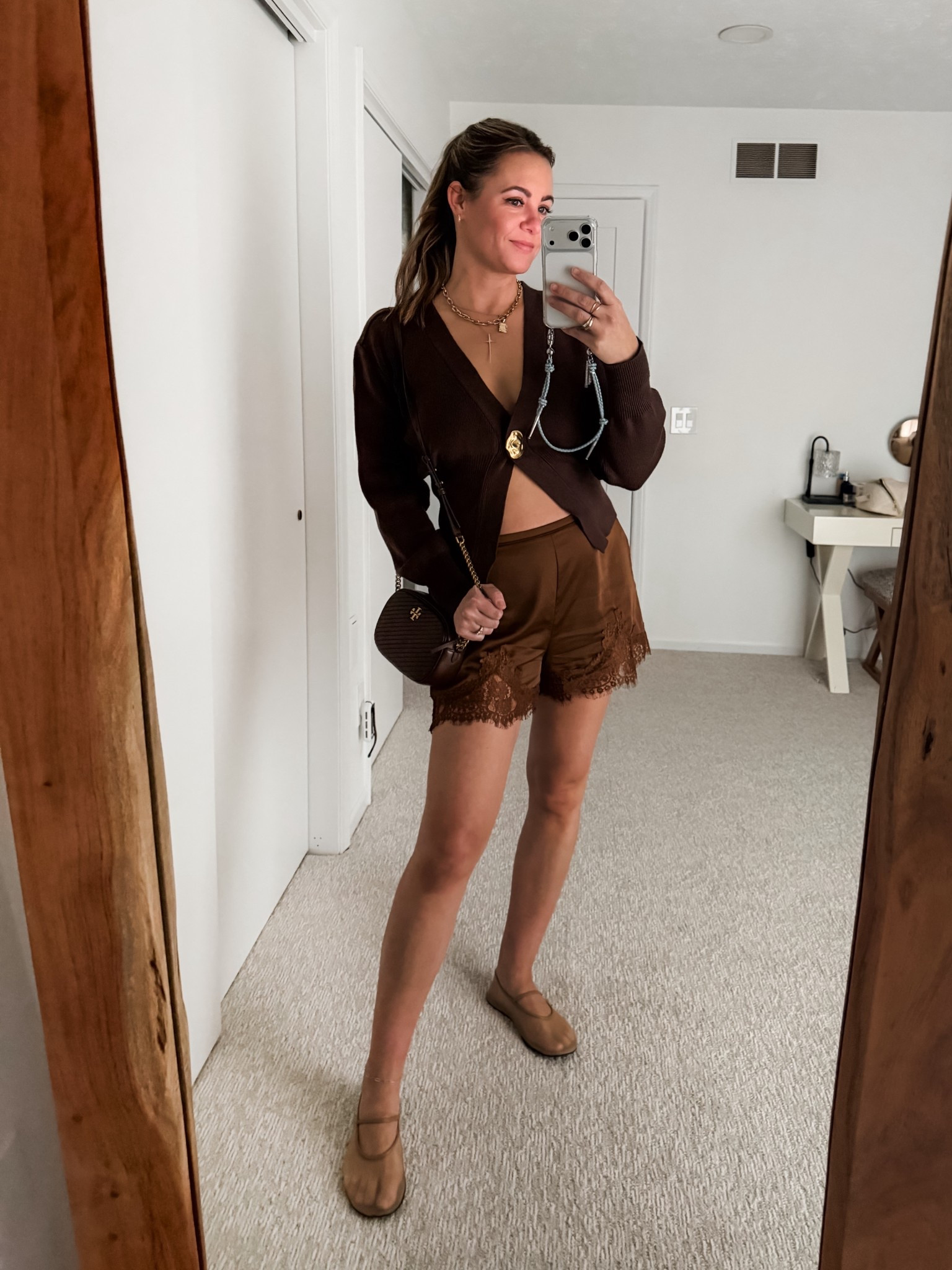 Bday day date 🤎 brought to you by this cute Amazon ‘fit. My legs are wearing Nemah skincare - my go-to to keep them shining and healthy when it’s no-tights season 😉 🧴 💧
// spring outfit, spring date night outfit, lace shorts, lace shorts outfit, lace shorts spring outfit, sheet ballet flats, flirty sweater, cardigan, embellished sweater, brown outfit, gold hoop earrings

#LTKootd