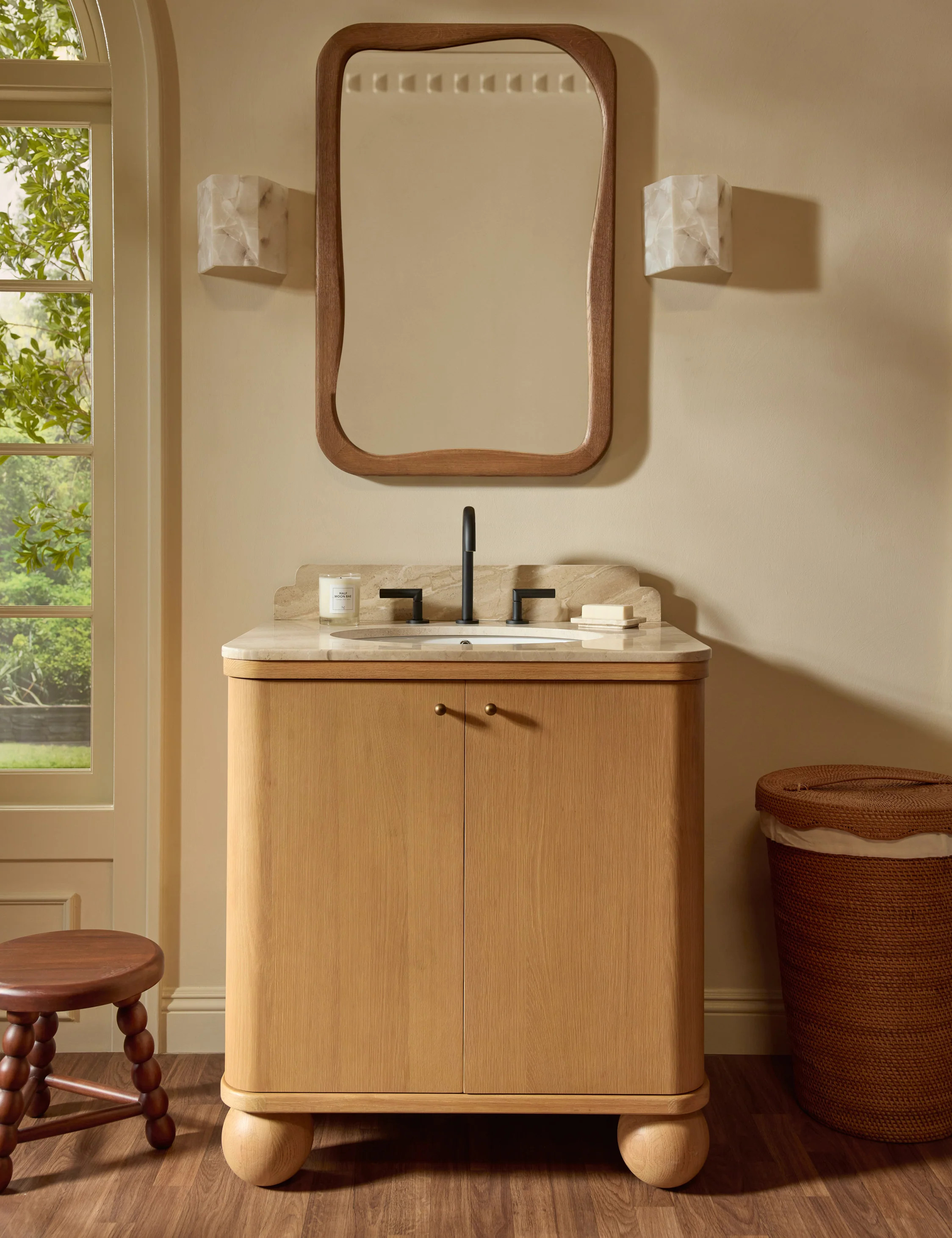 Hartnoll Bath Vanity, Natural, 64" Double | Lulu and Georgia 