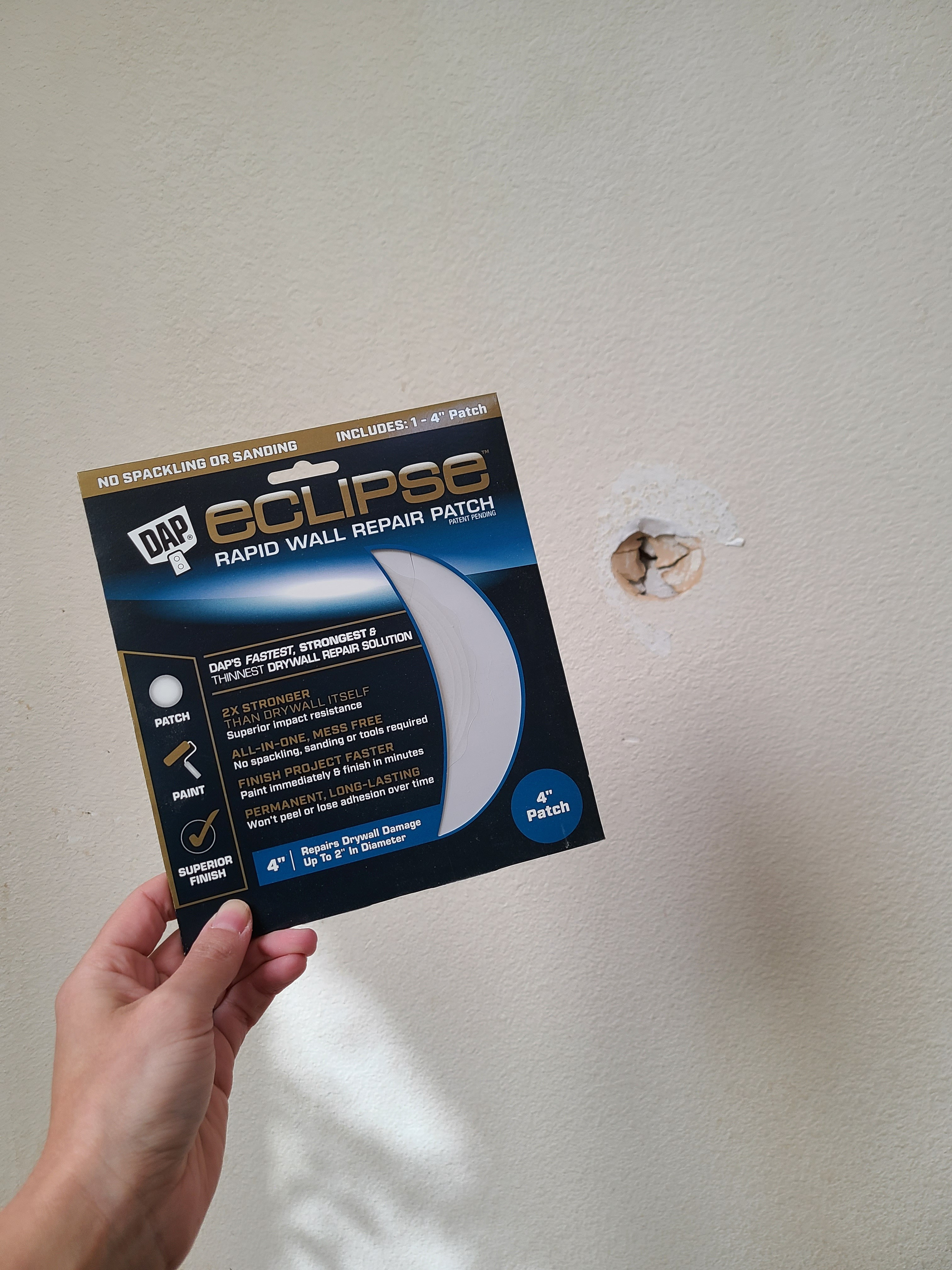 Wall holes are inevitable. DAP Eclipse rapid repair patches make fixing them genuinely painless. No mesh, no mud hassle, no waiting forever. Sand, paint, done. One of those products that actually lives up to the hype. 

 #LTKHome