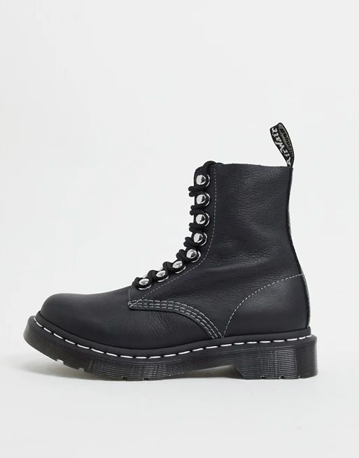 Dr Martens 1460 8 eye ski hook boots in black | ASOS (Global)