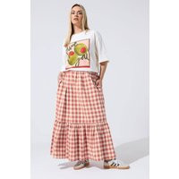 Yours Women's Gingham Maxi Skirt in Pink | Size: 22-24 | Debenhams UK
