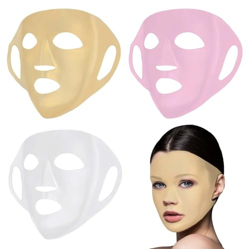 COMNICO Silicone Facial Mask, 3 Pcs Moisturizing Face Mask Reusable 3D Anti-Wrinkle Face Mask Cover Prevent Evaporation Skin Mask Face Care Tool Face Wrap for Women Skincare | Amazon (US)