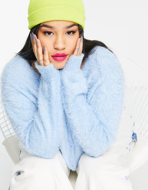 COLLUSION Plus fluffy cardigan in blue | ASOS (Global)