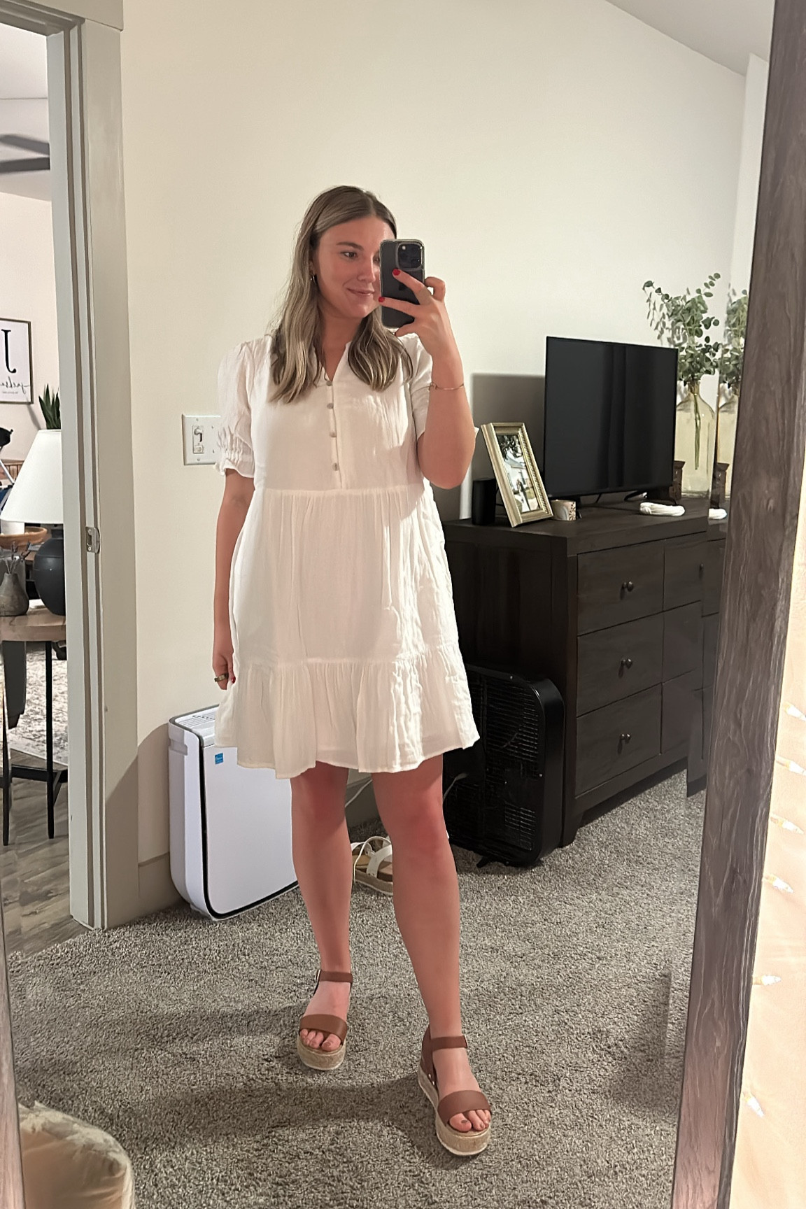 Wearing a medium. Obsessed with this dress! A great white dress for bridal events, baby showers, etc. 🥰 Only $17.98! 

Also comes in black & it’s adorable! 

#LTKMidsize #LTKxWalmart #LTKStyleTip