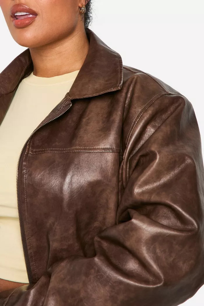 Plus Vintage Look Collar Zip Up Jacket | boohoo (US & Canada)