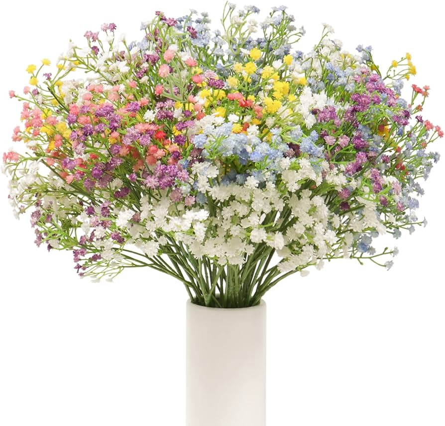 DEEMEI 15 PCS Babys Breath Artificial Flowers Fake Babys Breath Flowers Artificial Bulk Gypsophil... | Amazon (US)