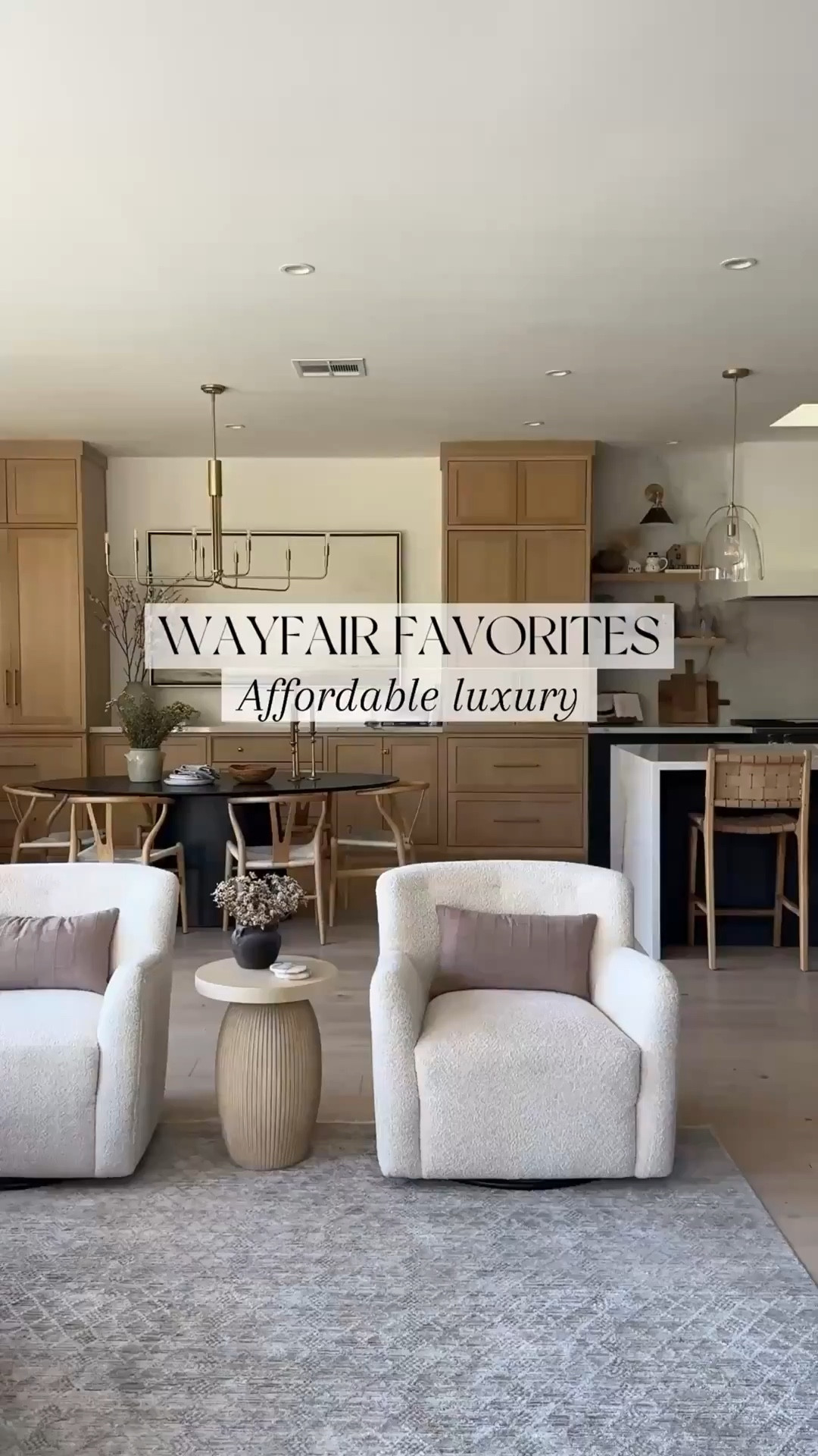 Sharing some of my Wayfair favorites in our home. So many designer looking pieces at affordable prices and we've been able to save so much money compared to buying designer pieces. These have also been some my best sellers and I’m so happy I get to share all these amazing finds with all of you!

@wayfair #wayfair #wayfairpartner

White swivel chair, brass chandelier bathroom, design, wood vanity, checkered runner, scalloped runner oval, black dining table, wishbone chairs, countertop stools shaker door door handles brass chandelier black rectangle mirror 


#LTKSaleAlert #LTKHome #LTKFindsUnder100