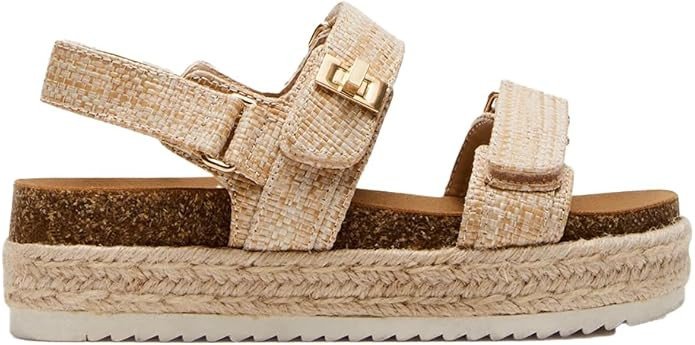 Women's Platform Raffia sandals Wedge Sandals Espadrille Sandals Adjustable Buckle Strap Summer O... | Amazon (US)
