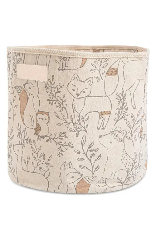 CRANE BABY Round Nursery Storage Bin in Brown Woodland Animal at Nordstrom | Nordstrom
