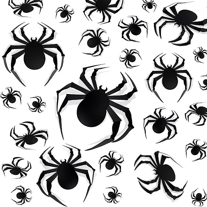 Halloween Home Decorations, 60 PCS 3D Large Spider, Realistic PVC Spider Stickers for Halloween E... | Amazon (US)