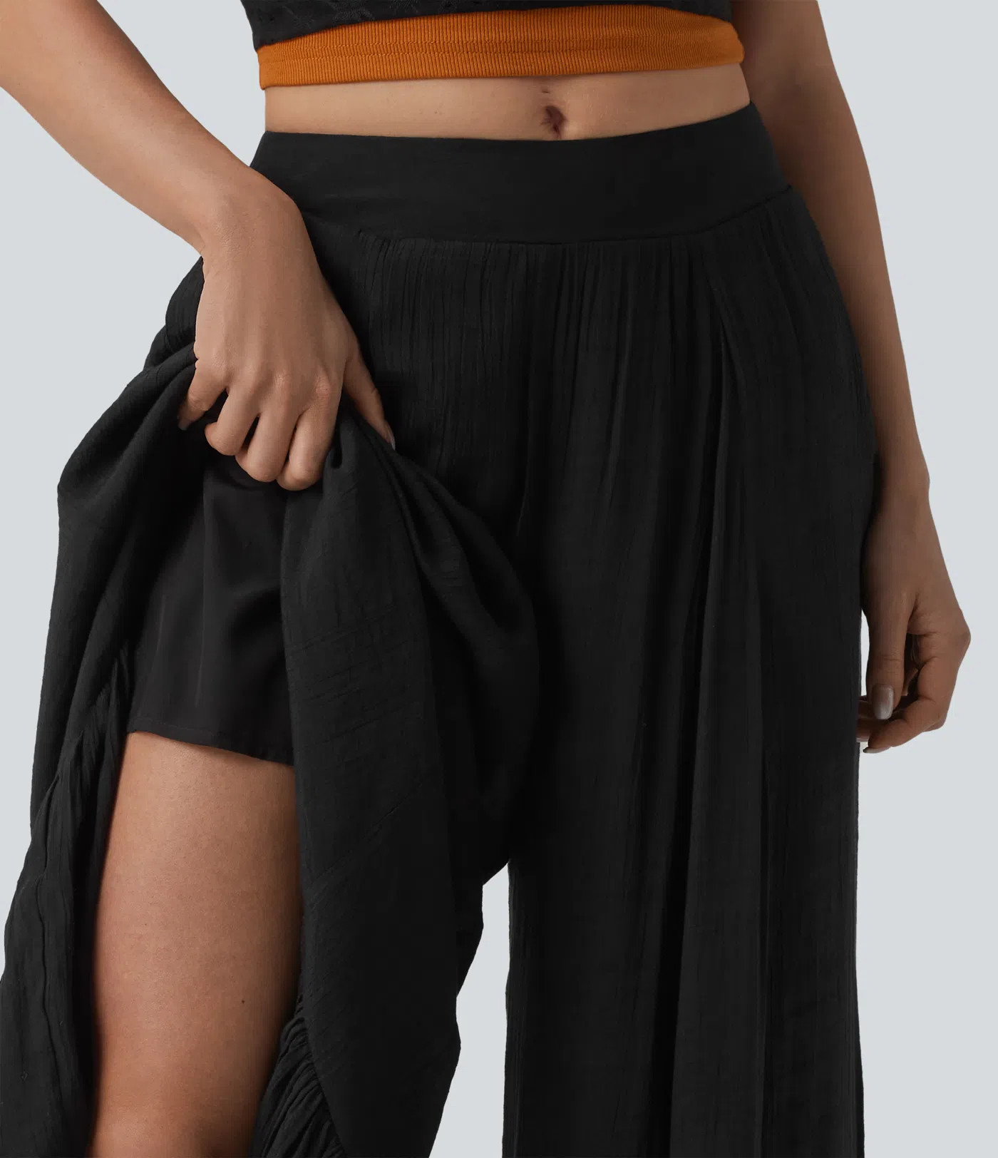 Women’s Mid Rise 2-in-1 Flowy Baggy Pants with Pockets - Halara | HALARA