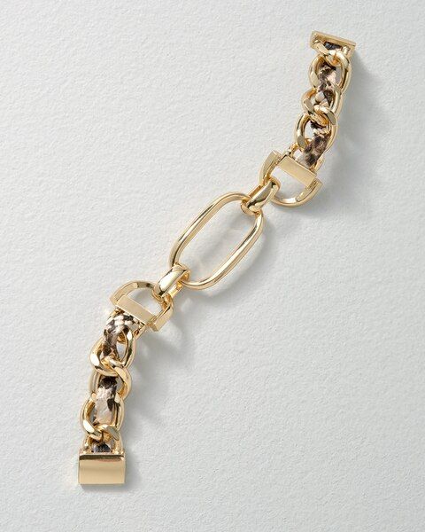 Goldtone + Leather Bracelet | White House Black Market