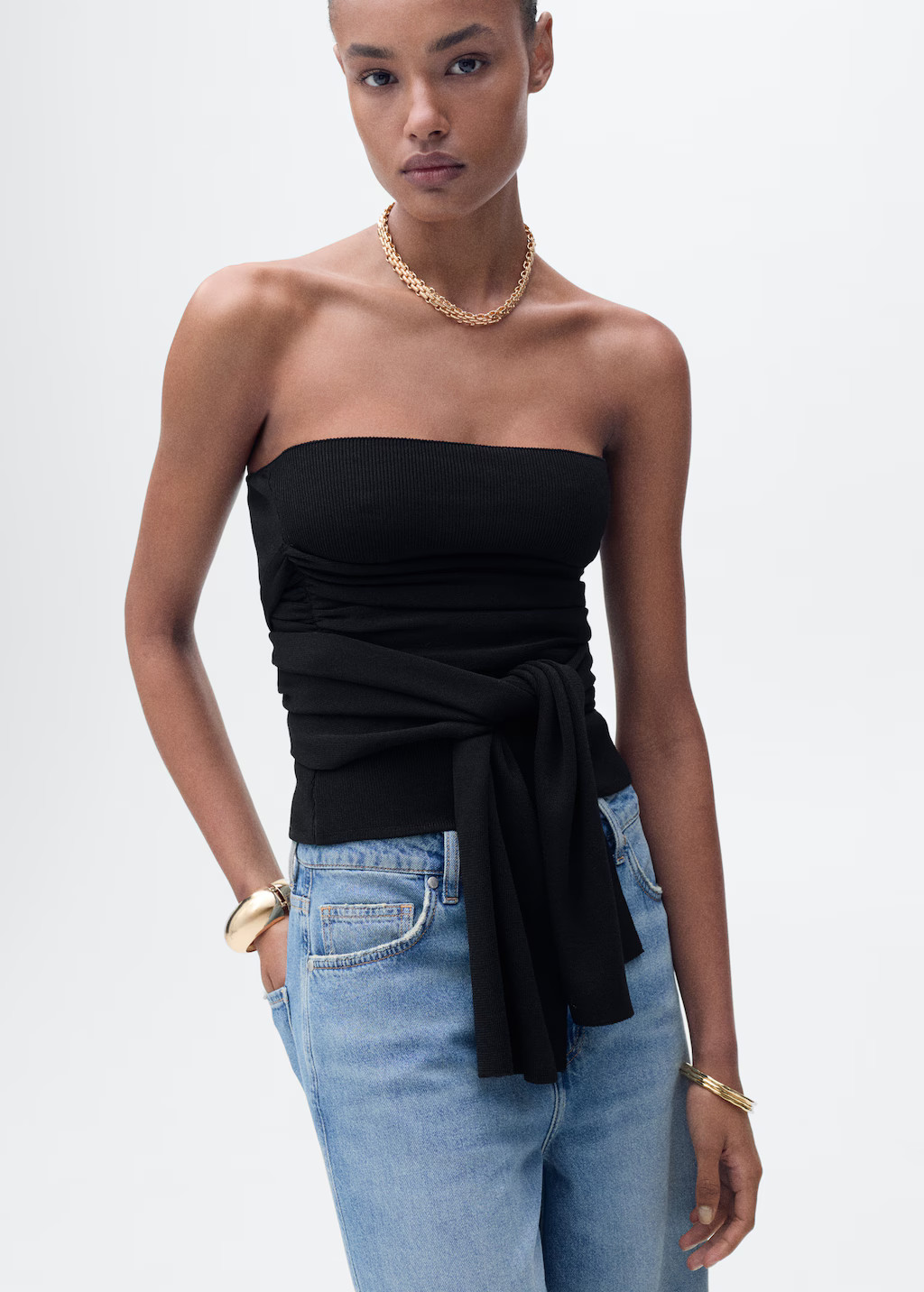 Bandeau top with knot detail - Women | MANGO United Kingdom | MANGO (UK)