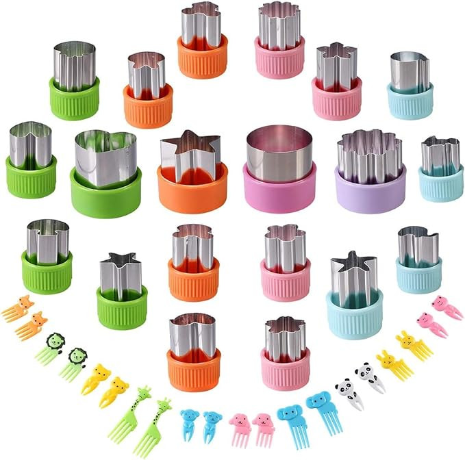 Vegetable Cutter Shapes Set for Kids \u2013 20 Stainless Steel Mini Cookie & Fruit Cutters + 20 C... | Amazon (US)