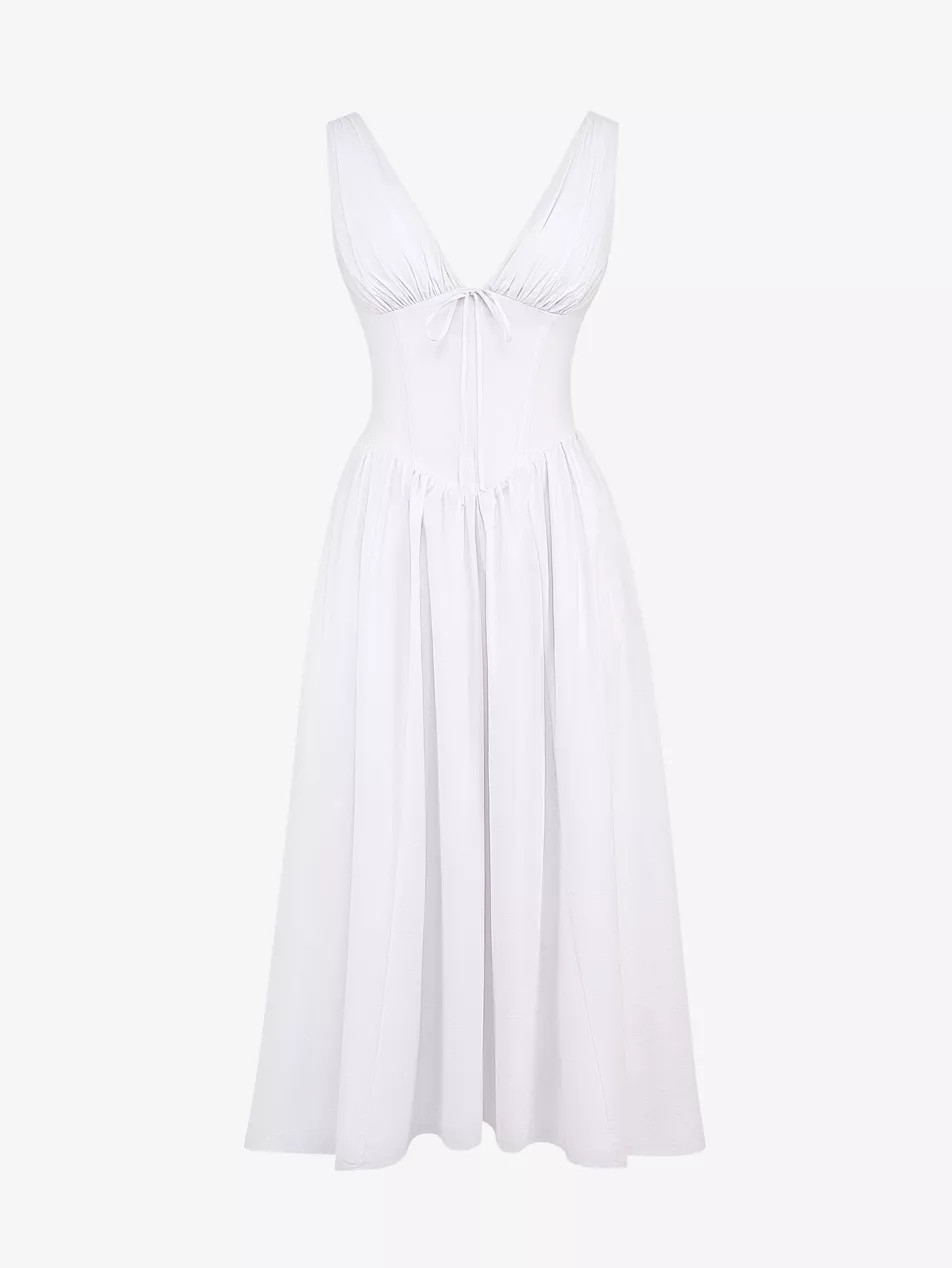 Emmelina corseted stretch cotton-blend midi dress | Selfridges