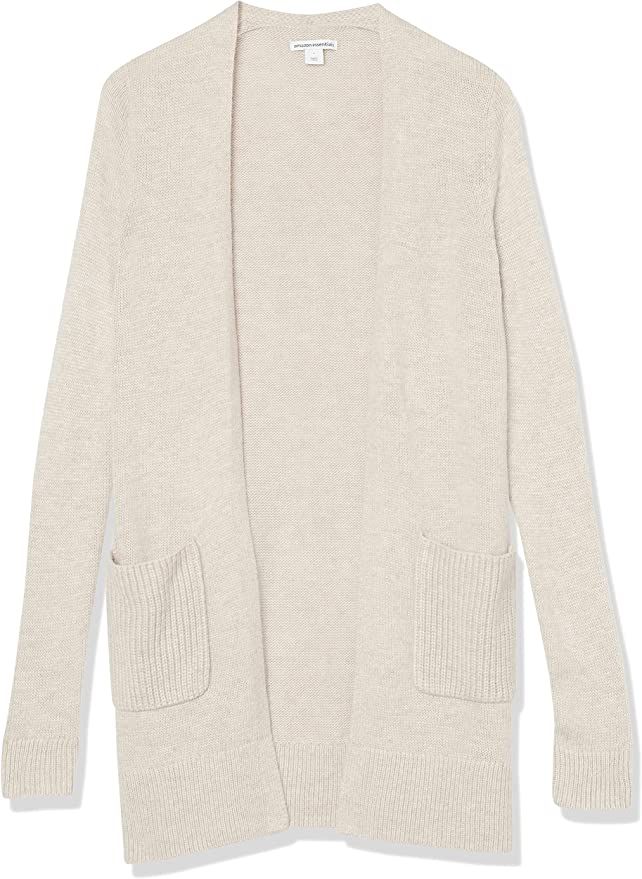 Amazon Essentials Women's Long-Sleeve Jersey Stitch Open-Front Sweater | Amazon (US)