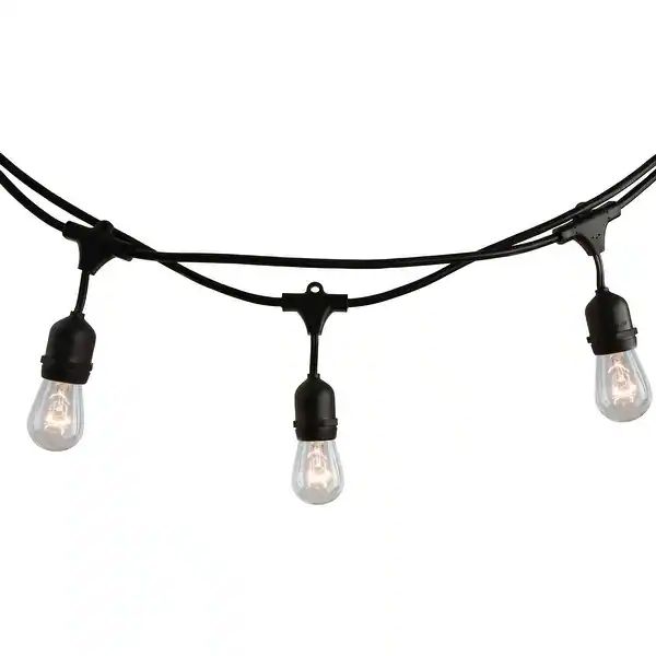 Bulbrite 48 ft, 15-Socket (E26) Decorative String Light Kit, Black - Overstock - 32443716 | Bed Bath & Beyond
