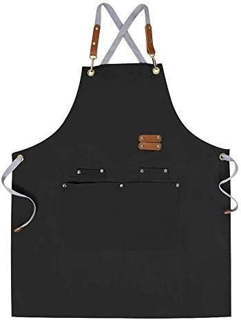 Chef Apron-Cross Back Apron for Men Women with Adjustable Straps and Large Pockets,Canvas,M-XXL ,... | Amazon (US)