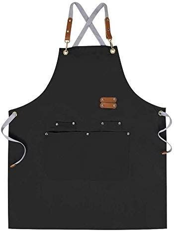 Chef Apron-Cross Back Apron for Men Women with Adjustable Straps and Large Pockets,Canvas,M-XXL,B... | Amazon (US)