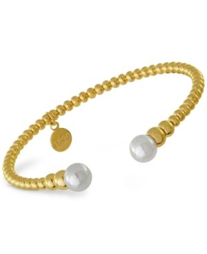 Majorica Gold-Tone Imitation Pearl Cuff Bracelet | Macys (US)