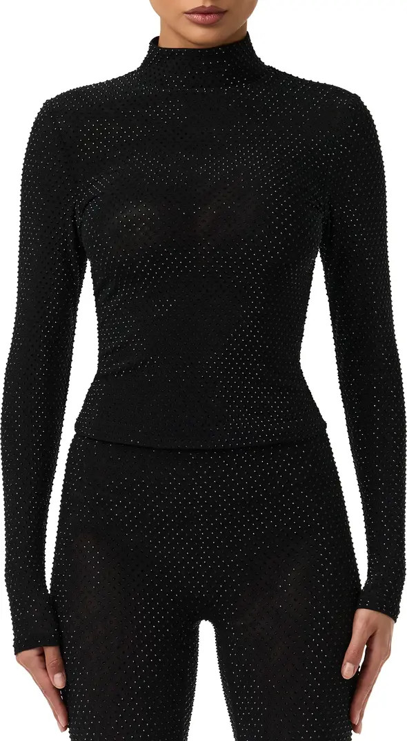 Naked Wardrobe Rhinestone Long Sleeve Top | Nordstrom | Nordstrom