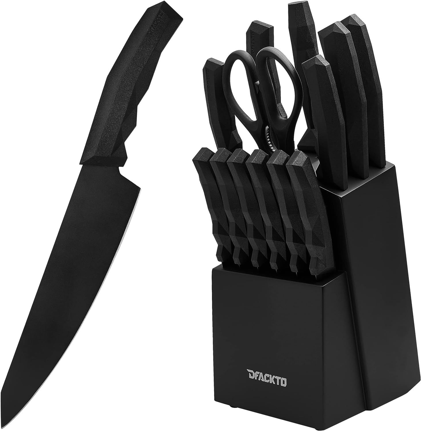 15 Piece Kitchen Knife Block Set, Full Tang, High Carbon Stainless Steel, Geometric Modern Handle... | Amazon (US)