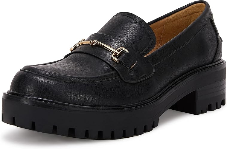 VETASTE Womens Lug Sole Platform Mid Chunky Heel Loafers Classic Round Toe Slip On Office Uniform... | Amazon (US)