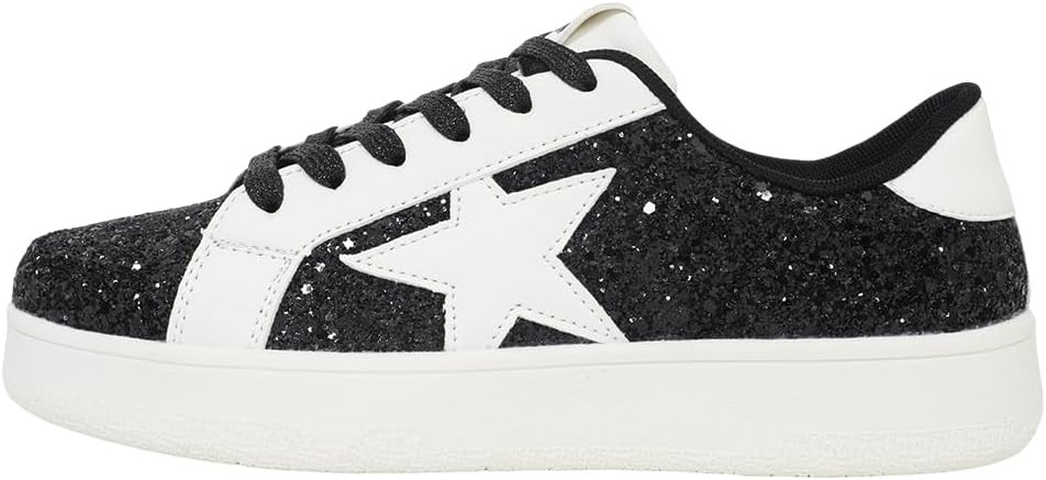 Niluber Women's Fashion Star Sneaker Low Top Comfortable Cushioned Walking Shoes Lace Up Glitter ... | Amazon (US)