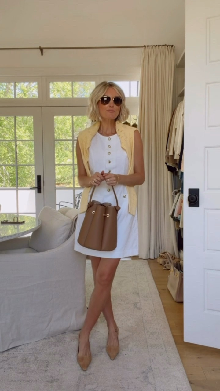The prettiest dress for spring and summer! Love how it looks with this butter yellow pointelle cardigan draped over the shoulders. Wearing 0/S!

Loverly grey, vacation outfit ideas, summer brunch outfits, j crew style finds, daytime outfits women’s, white linen mini dress

#LTKSeasonal