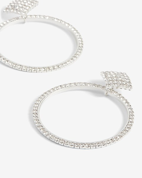 Diamond Post Rhinestone Circle Drop Earrings | Express
