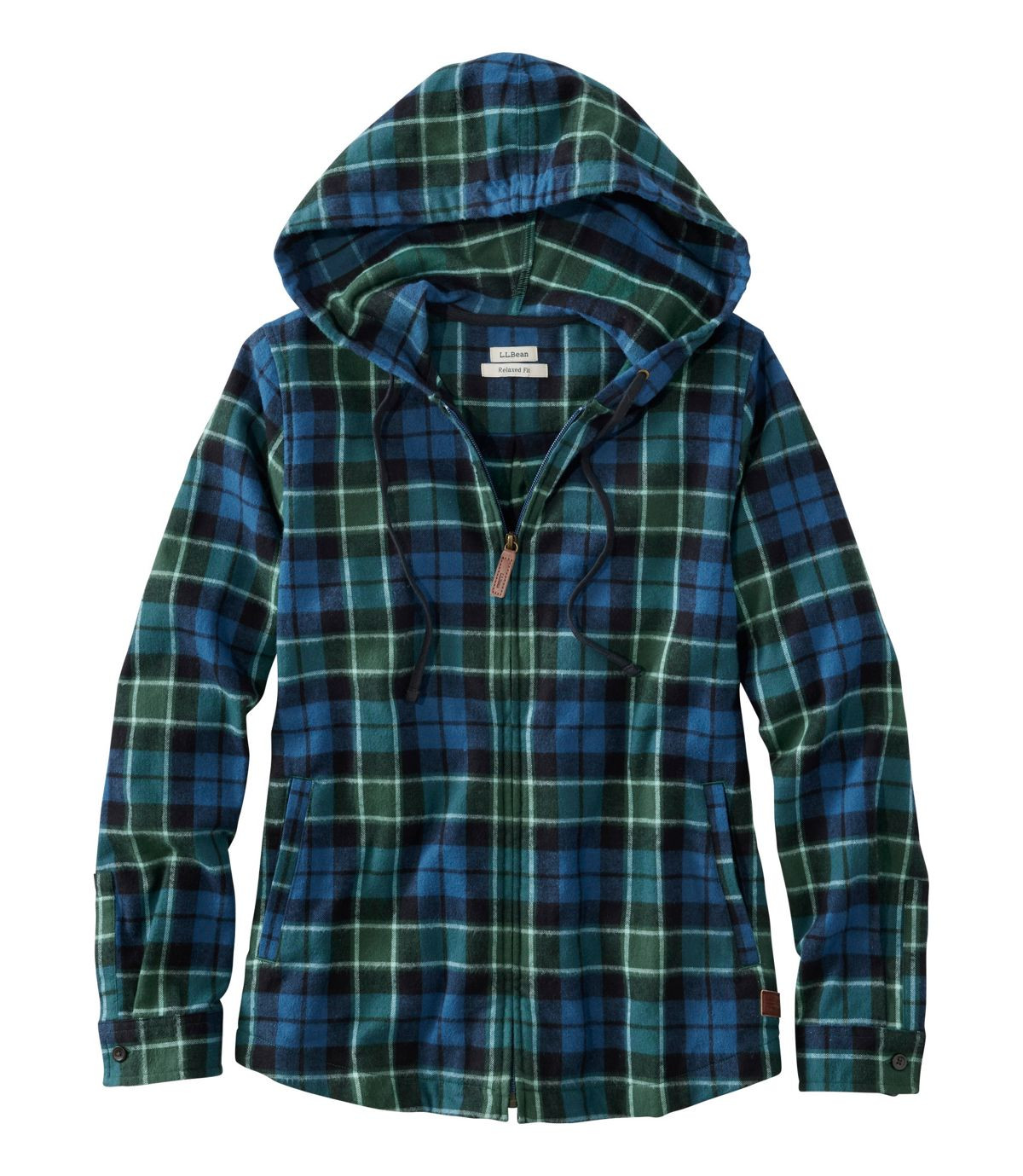 Women's Scotch Plaid Flannel Shirt, Relaxed Zip Hoodie | L.L. Bean