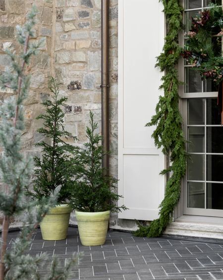 Christmas porch, front door decor, holiday decor, Garland, pre lit trees, porch decor, holiday porch #Christmas #holidaydecor

#LTKHoliday #LTKhome