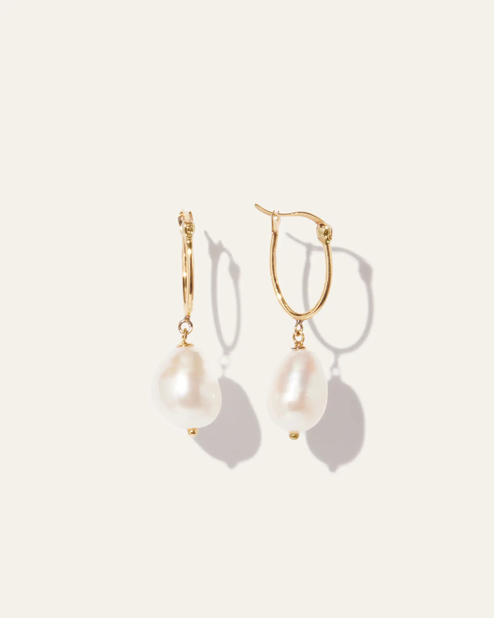 Organic Freshwater Cultured Pearl Hoops in Gold Vermeil | Quince