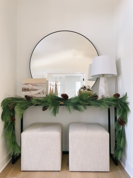 Holiday entryway, holiday console table styling, Christmas decor, garland

#LTKfindsunder50 #LTKHoliday #LTKhome