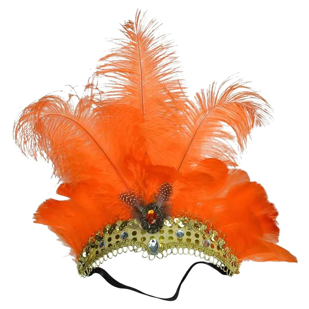 Mardi Gras Headband for Women Girls Showgirl Carnival Feather Headpiece for Hawaii Costume Party | Amazon (US)